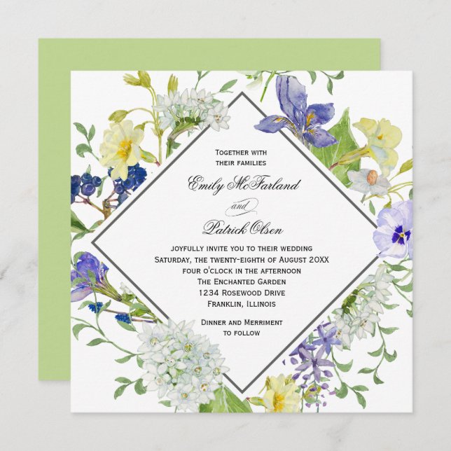 Invitation Secret Garden Boho Mariage Fleur sauvage (Devant / Derrière)