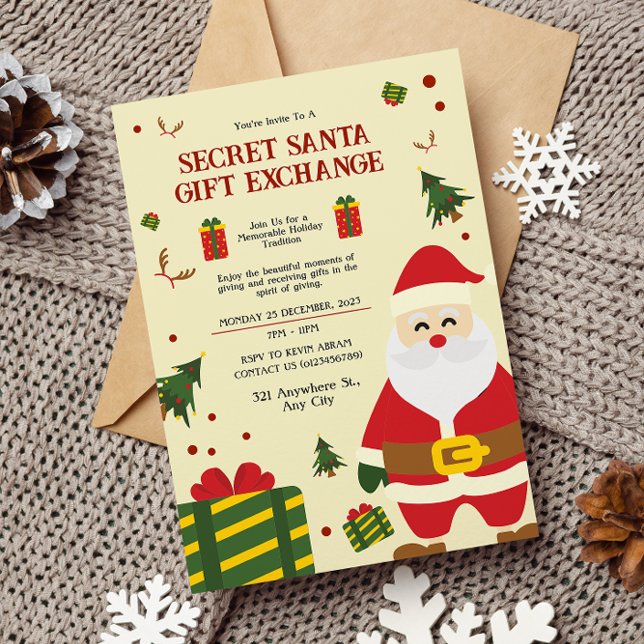 Invitation Secret Père Noël Cadeaux Exchange (Créateur téléchargé)