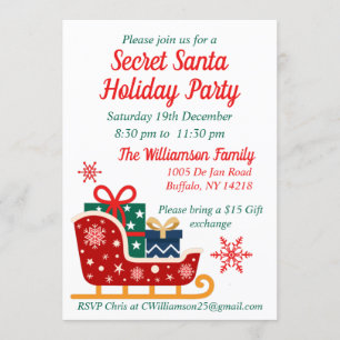 Invitation Secret Père Noël Christmas Holiday Party
