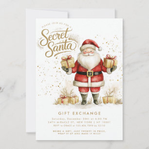 Invitation Secret Père Noël échange de cadeaux Noël