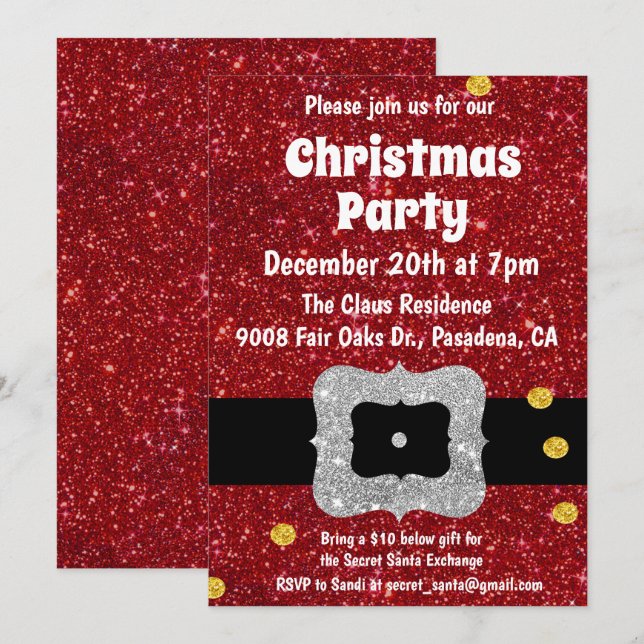 Invitation Secret Père Noël Gift Exchange (Devant / Derrière)