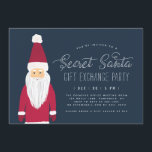 Invitation Secret Père Noël Holiday Gift Exchange<br><div class="desc">Doté d'une typographie moderne et élégante avec notre joli Père Noël illustré.</div>
