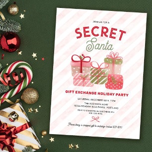 Invitation Secret Père Noël Holiday Gift Exchange Party