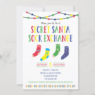 Invitation Secret Père Noël Sock Exchange Sock Swap Fête
