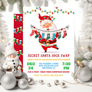 Invitation Secret Père Noël Sock Swap Exchange Party