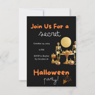 Invitation secrète d'Halloween pour adultes - Or