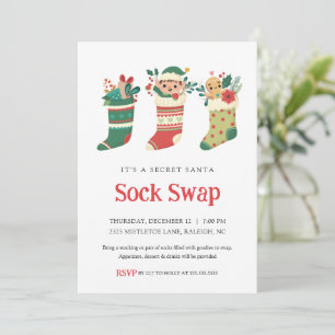 Invitation secrète Père Noël Sock Swap Party