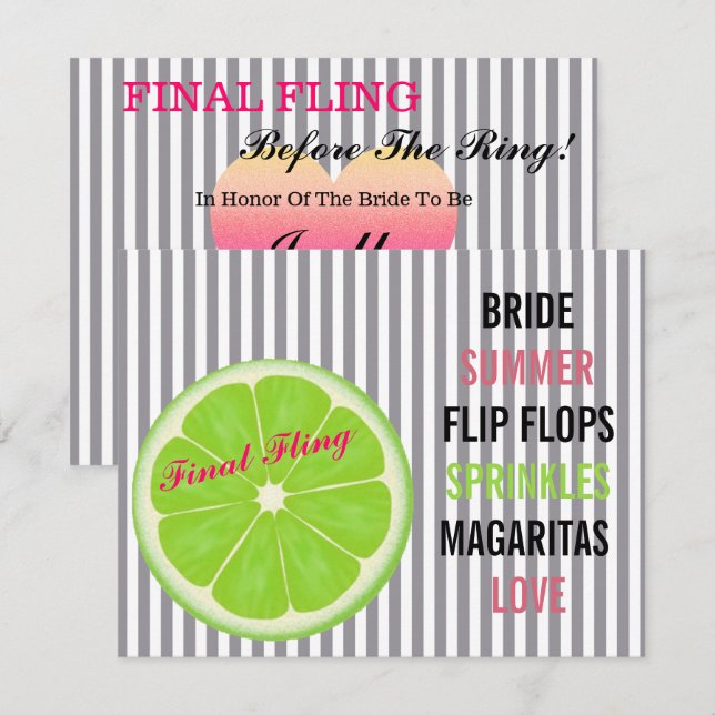 Invitation Seersucker Été Mariée Parsemer l'invitation (Devant / Derrière)