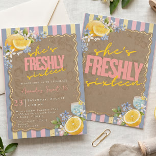 Invitation Seize ans tout juste Lemon Floral Citrus Sweet 16