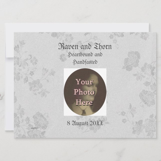 Invitation Séjour à main éternel/Suite Mariage blanc & gris (Devant)