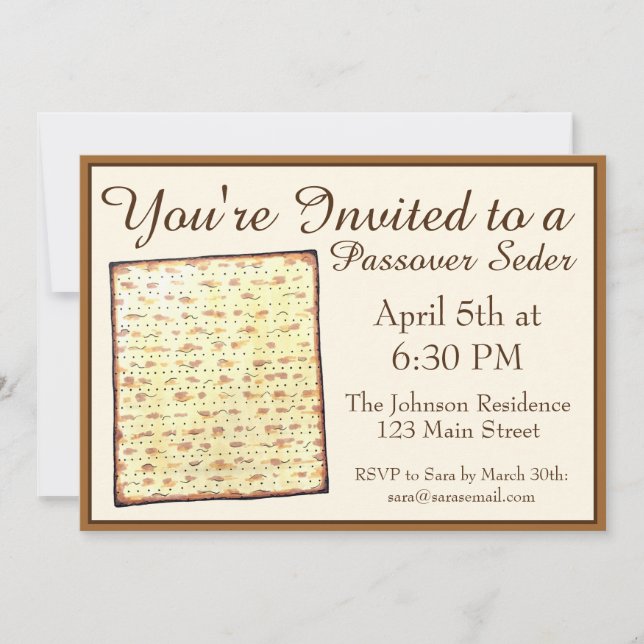 Invitation Séjour de Pâques Dîner de Fête Juive Matzo Matzah (Devant)
