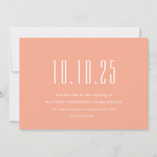 Invitation Sélectionnez Votre Mariage Date Peach Enregistrer