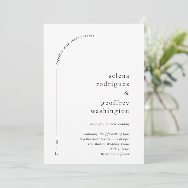 Invitation Selena minimaliste Arch Mariage moderne (Debout devant)