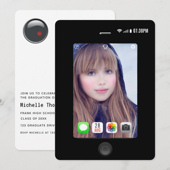 Invitation Selfie Graduation Party Photo (Devant / Derrière)