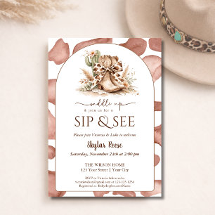 Invitation Sellez Coquette Western Peau de Vache Sip And See