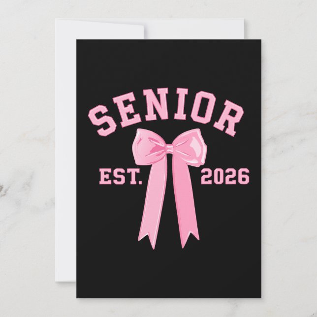 Invitation Senior 2026 Pink Bow (Devant)