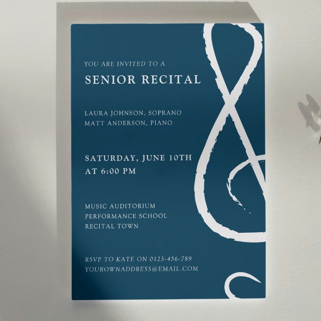 Invitation Senior Considérant Treble Clef Concert Moderne (Créateur téléchargé)