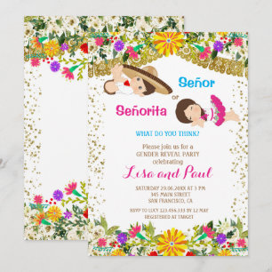 Invitation Señor ou Señorita Fiesta Révélation de genre 