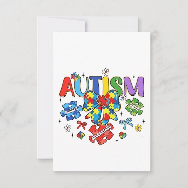 Invitation Sensibilisation sur l'autisme Bow Coquette Puzzle  (Devant)