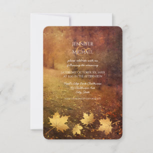 Invitation sentier d'automne accueil de mariage rustique feui