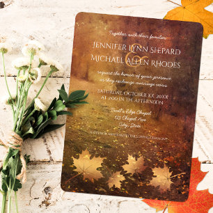Invitation sentier d'automne érable feuille mariage rustique