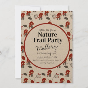 Invitation Sentier de la nature Bois Champignon Anniversaire 