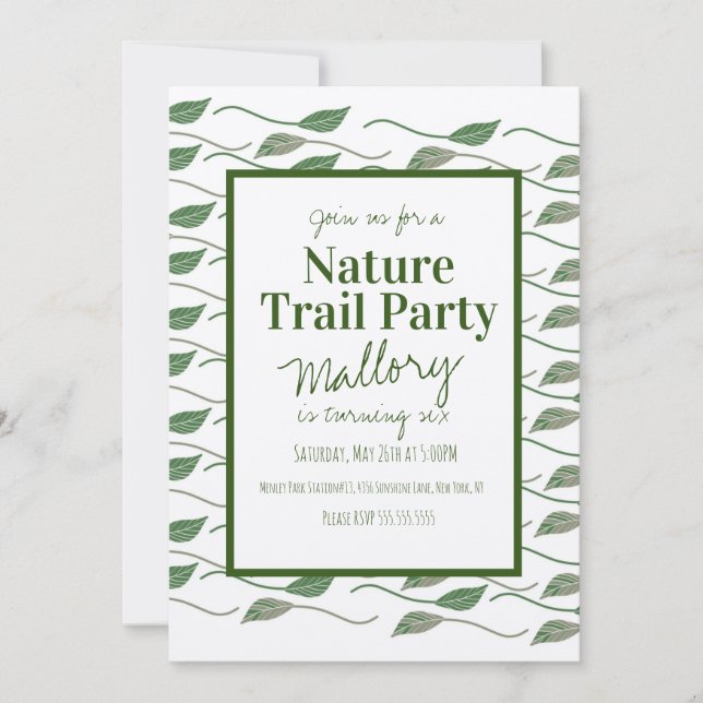 Invitation Sentier de la nature Bois Feuille Anniversaire Rus (Devant)