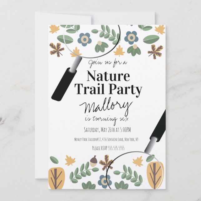 Invitation Sentier de la nature Bois Gland Anniversaire Rusti (Devant)