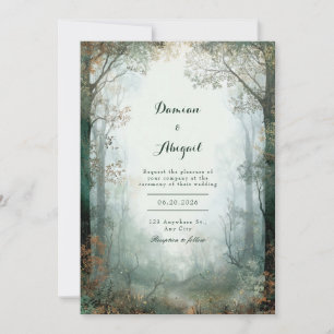Invitation Sentier forestier émeraude brumeux Bois romantique