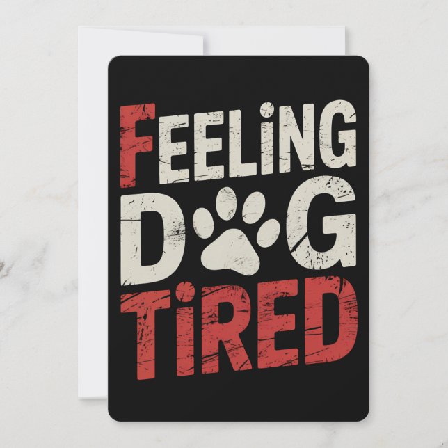Invitation Sentiment Chien fatigué Funny Retro Vintage (Devant)