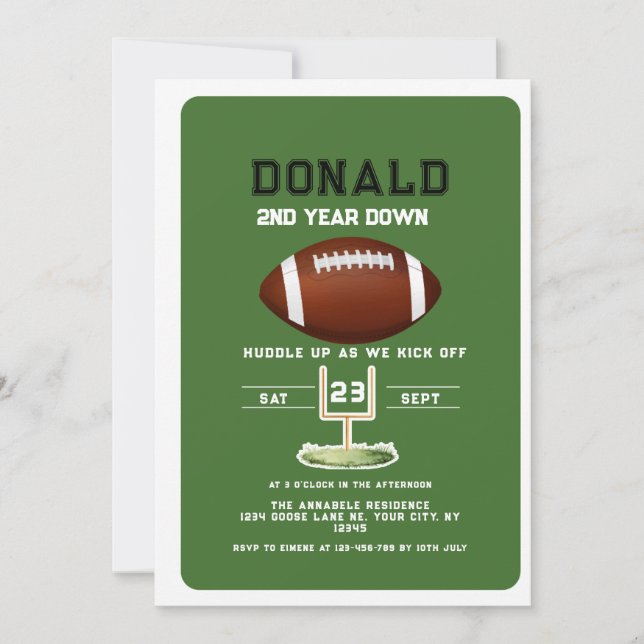 Invitation seond Year Down Football sport 2nd birthday (Devant)
