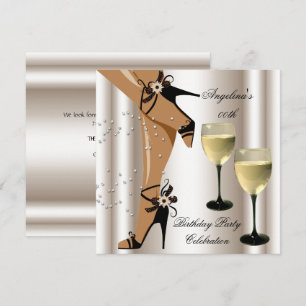 Invitation Sepia Black Chaussures Vin Verre Fête d'anniversai