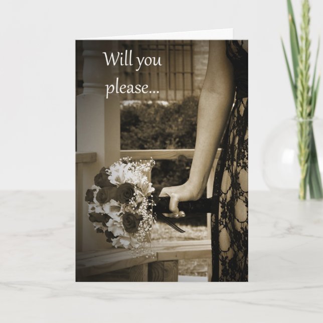 Invitation Sepia Bouquet Matron of Honor Request (Devant)
