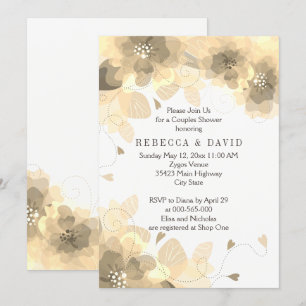 Invitation Sepia fleurs florales mariages de automne couples