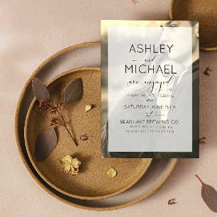 Invitation Sepia Kraft Typographie Fiançailles photo Invitati