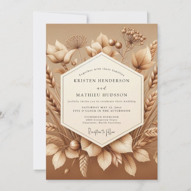 Invitation Sepia Rustic Harvest Wedding (Devant)
