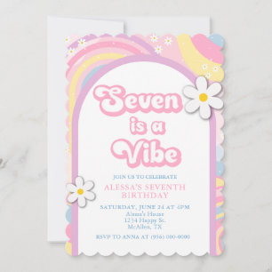 Invitation Sept est une ambiance Groovy, Fille Rétro Couleurs