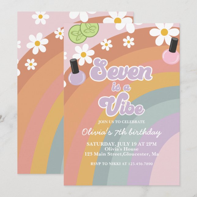 Invitation Sept est une ambiance Spa Rainbow 7e anniversaire (Devant / Derrière)