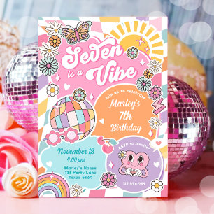 Invitation Sept est Vibe Retro Preppy Varsity Anniversaire