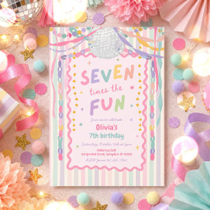 Invitation Sept fois plus de plaisir Anniversaire 7 ans fille