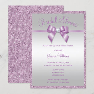 Invitation Séquences Lilac Glitzy et Fête des mariées Gem Bow