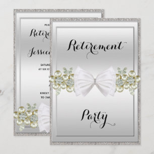 Invitation Séquins d'argent, Gemmes florales et retrait de la