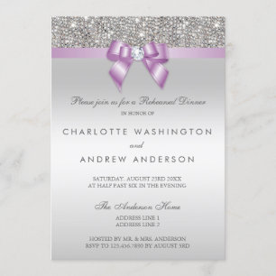 Invitation Séquins d'argent Plum Bow Dîner de répétition Mari