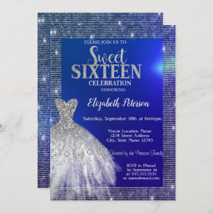 Invitation Séquins d'argent, Robe Bleu Doux 16