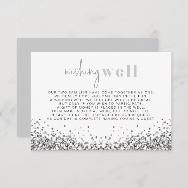 Invitation Séquins de Glam Argent REGINA Wwing Well Card (Devant / Derrière)