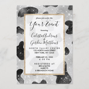 Invitation Séquins de Parties scintillant brillant noir brill