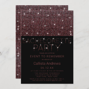 Invitation Séquins de Parties scintillant rose noir brillant 