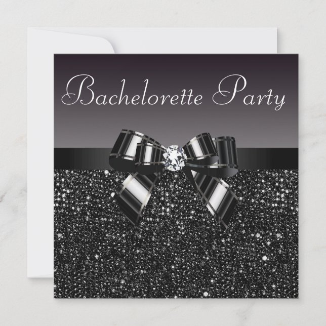 Invitation Séquins imprimés, Bachelorette Bow & Diamond (Devant)