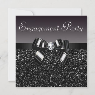 Invitation Séquins imprimés, Partie d'engagement Bow & Diamon
