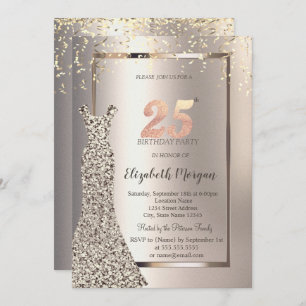 Invitation Sequins Robe Confetti Ivoire 25e anniversaire